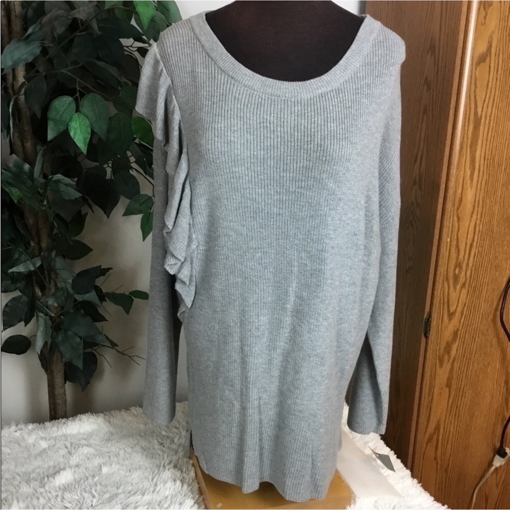 Falls Creek Gray long sleeve crewneck hi Lo sweater Woman’s size 1X